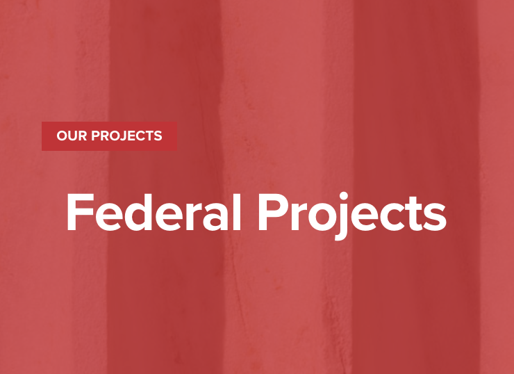 red image with the text on it reading "federal projects".